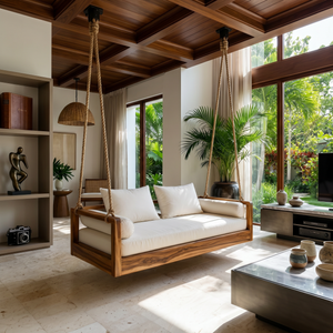Tropical Indoor Hanging Daybed Swing Resort Style Living Room