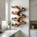 Artistic Natural Wood Wine Rack For Modern Kitchen Wall Decor