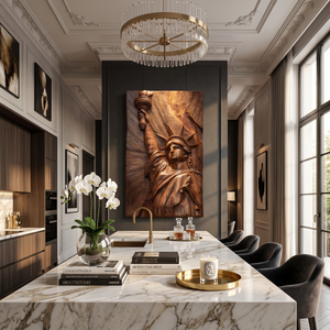 Tropical Liberty Statue Wood Wall Art Luxury Resort Bedroom Decor