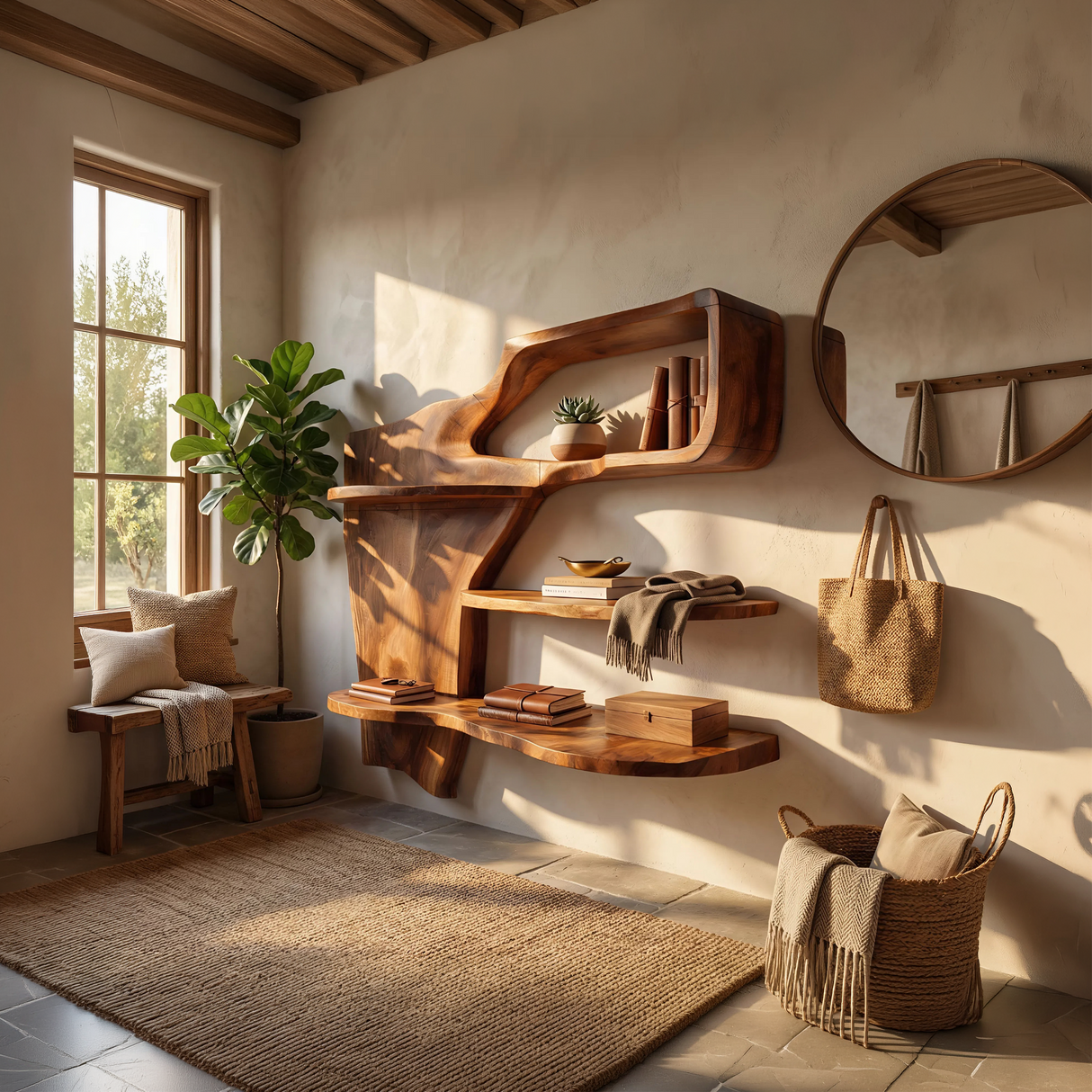 Modern Wall Shelf For Hallway Space Saving