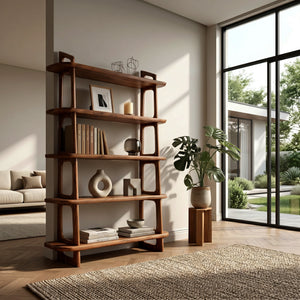 Contemporary Wooden Standing Shelf For Living Room Corner