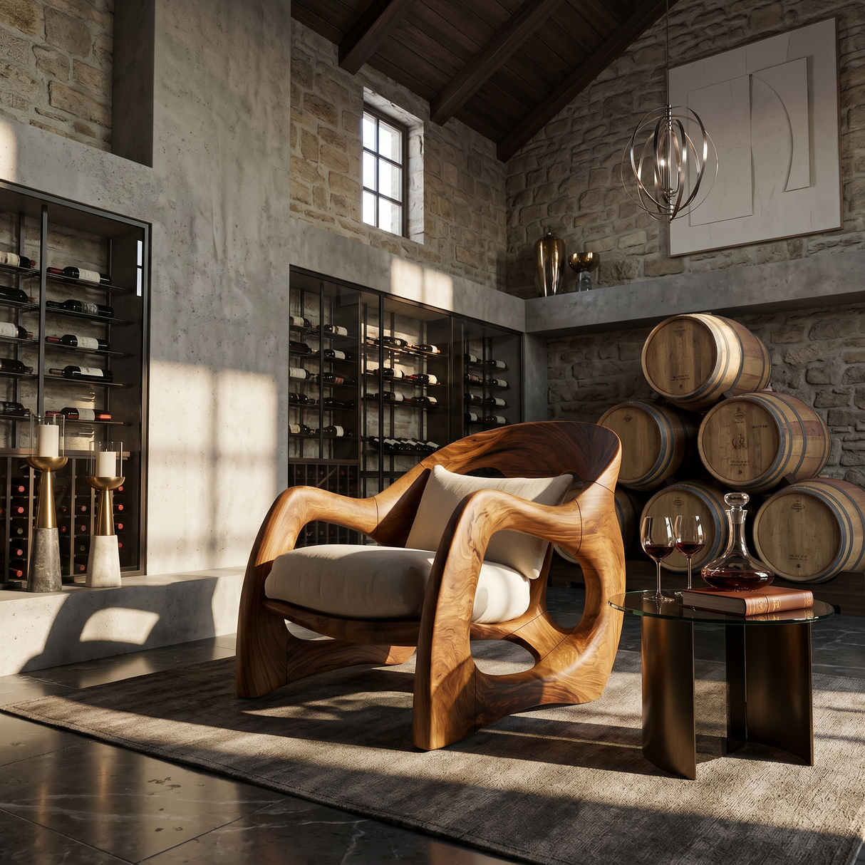 Handcrafted Organic Wood Armchair for Cozy Minimalist Living