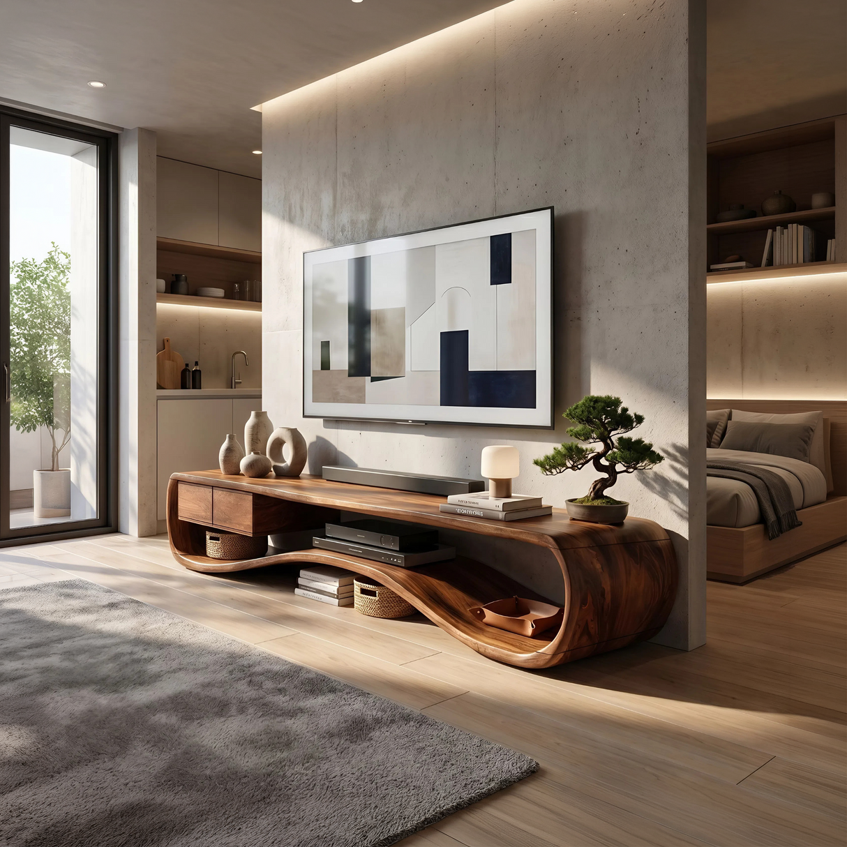 Minimalist Clean Line TV Console For Small Apartment