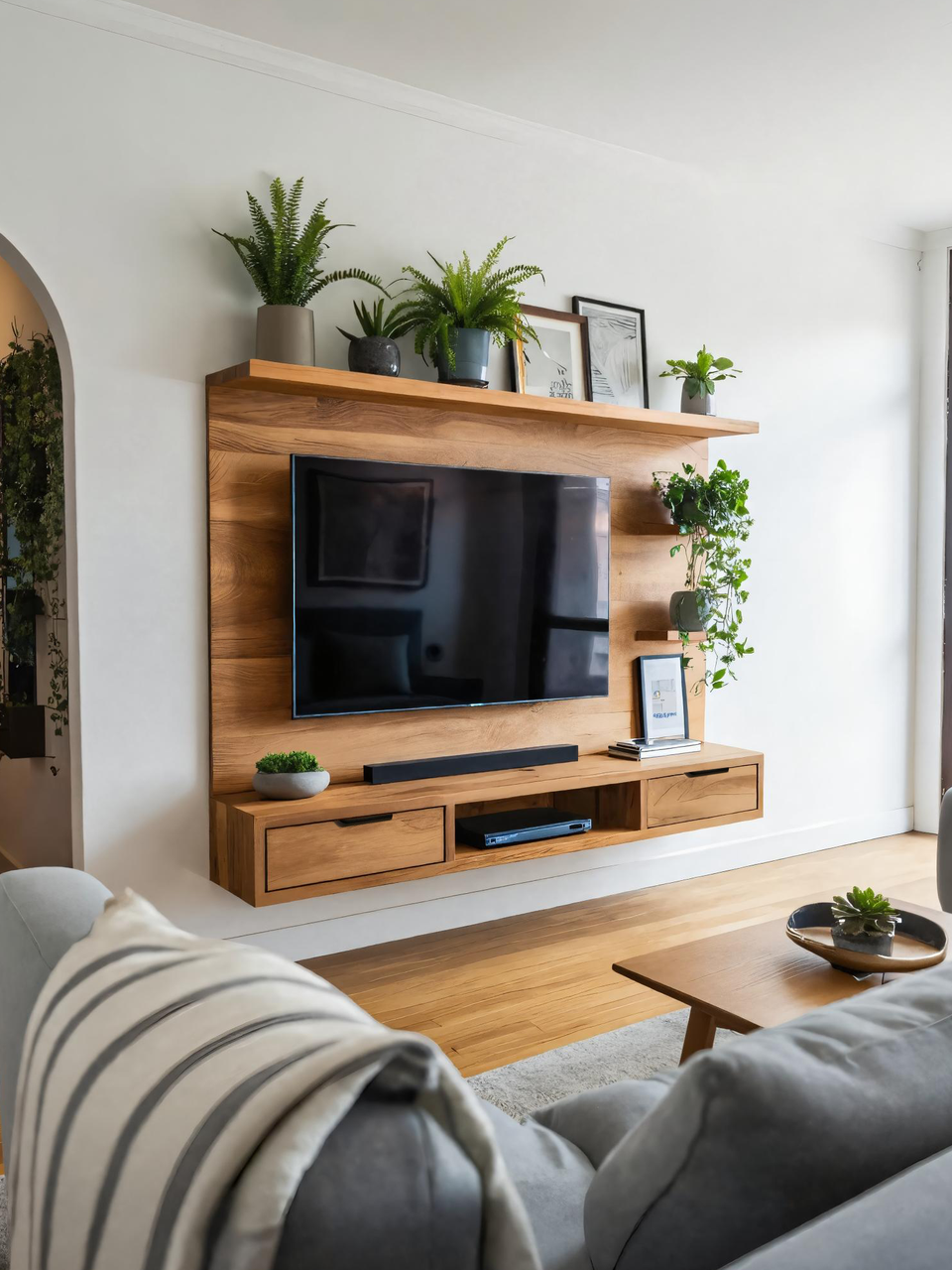 Modern Wall Mounted TV Stand With Drawers For Living Room