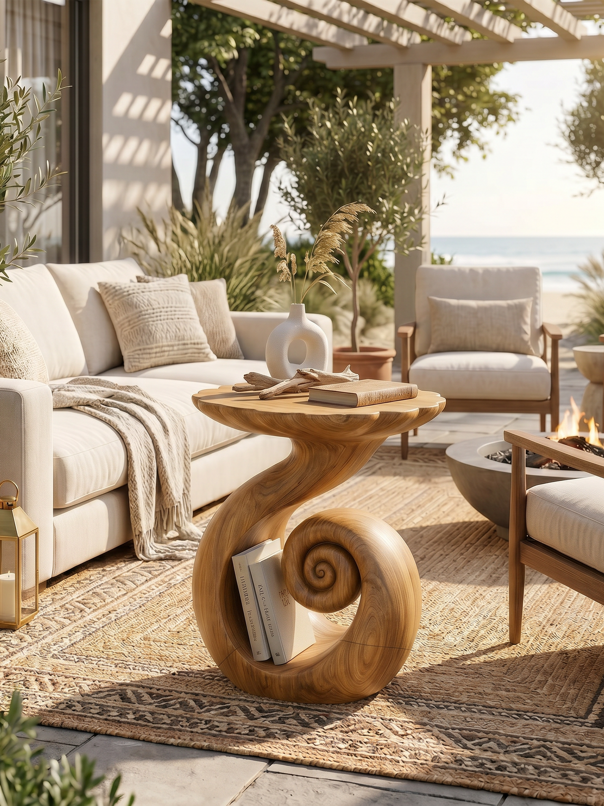 Organic Spiral Storage Side Table Resort Suite