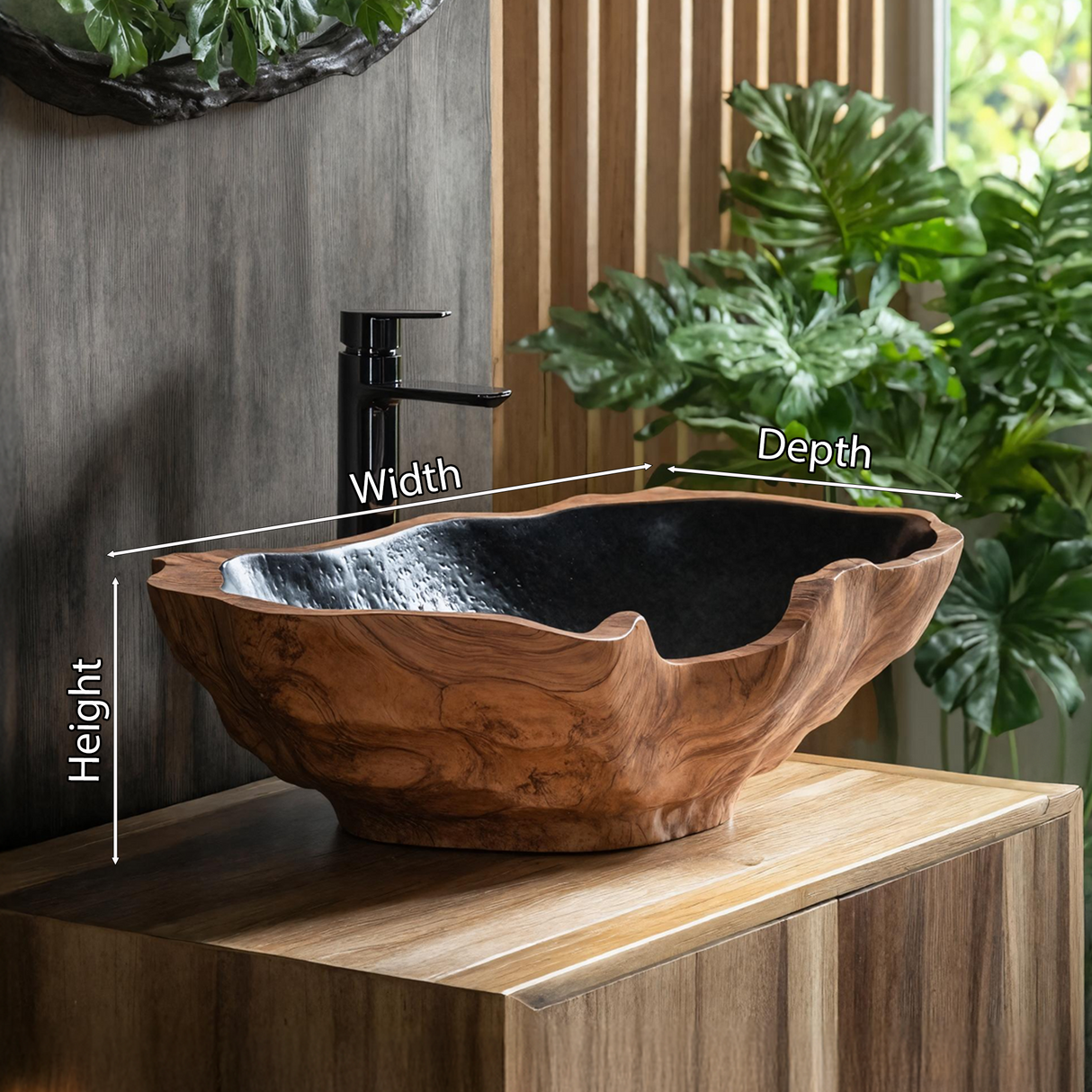 Mid Century Solid Wood Sink For Elegant Bathroom Setup