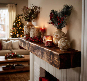 Rustic Fireplace Mantel Shelf For Living Room