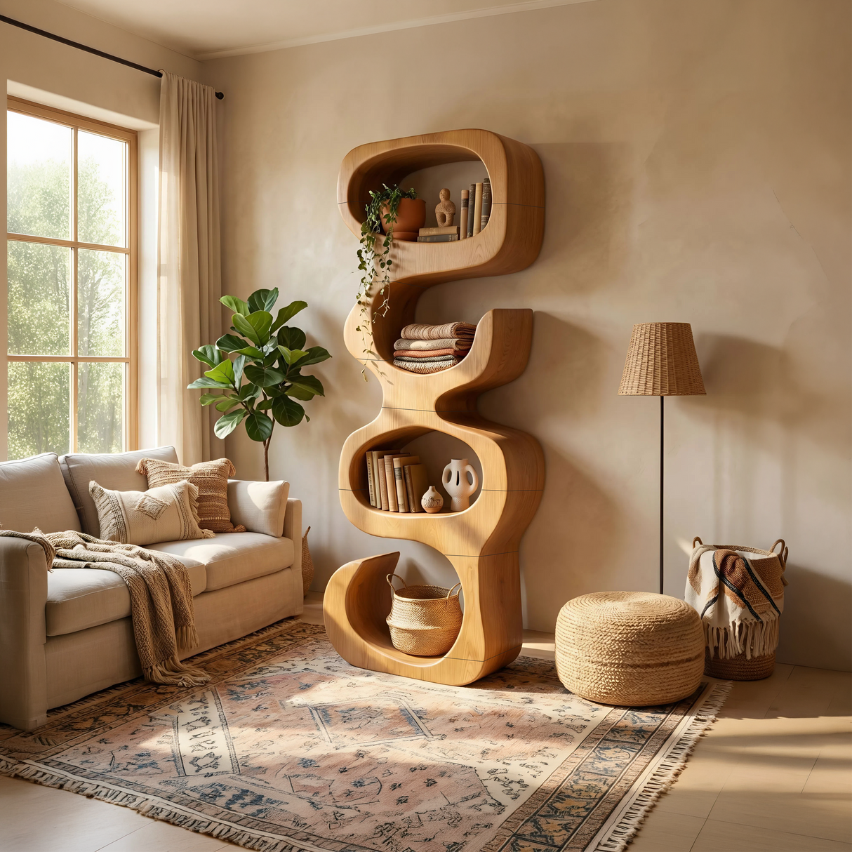 Farmhouse Decorative Bookcase Display Organizer For Living Room