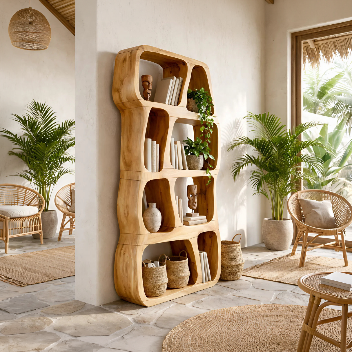 Scandinavian Artistic Bookshelf Display Organizer For Bedroom Space