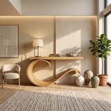 Handcrafted Sculptural Live Edge Console Table For Luxury Living Room