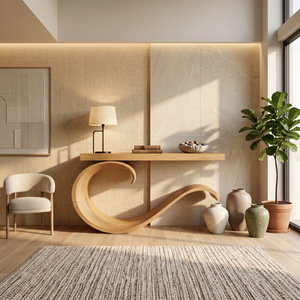 Handcrafted Sculptural Live Edge Console Table For Luxury Living Room