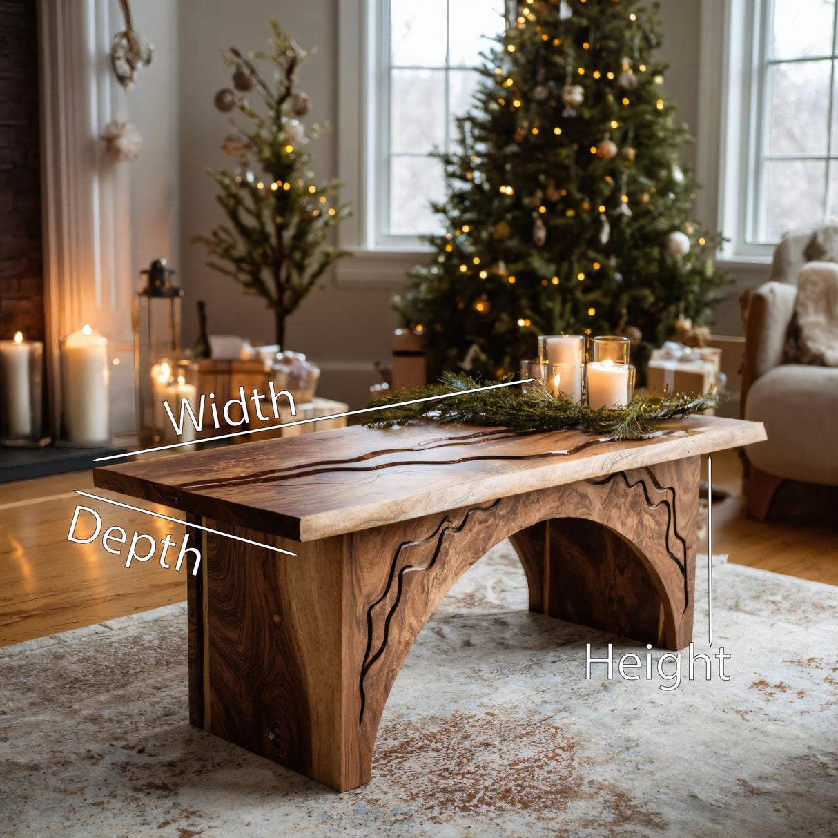 Rectangular Coffee Table With Arched Base For Holiday Decor