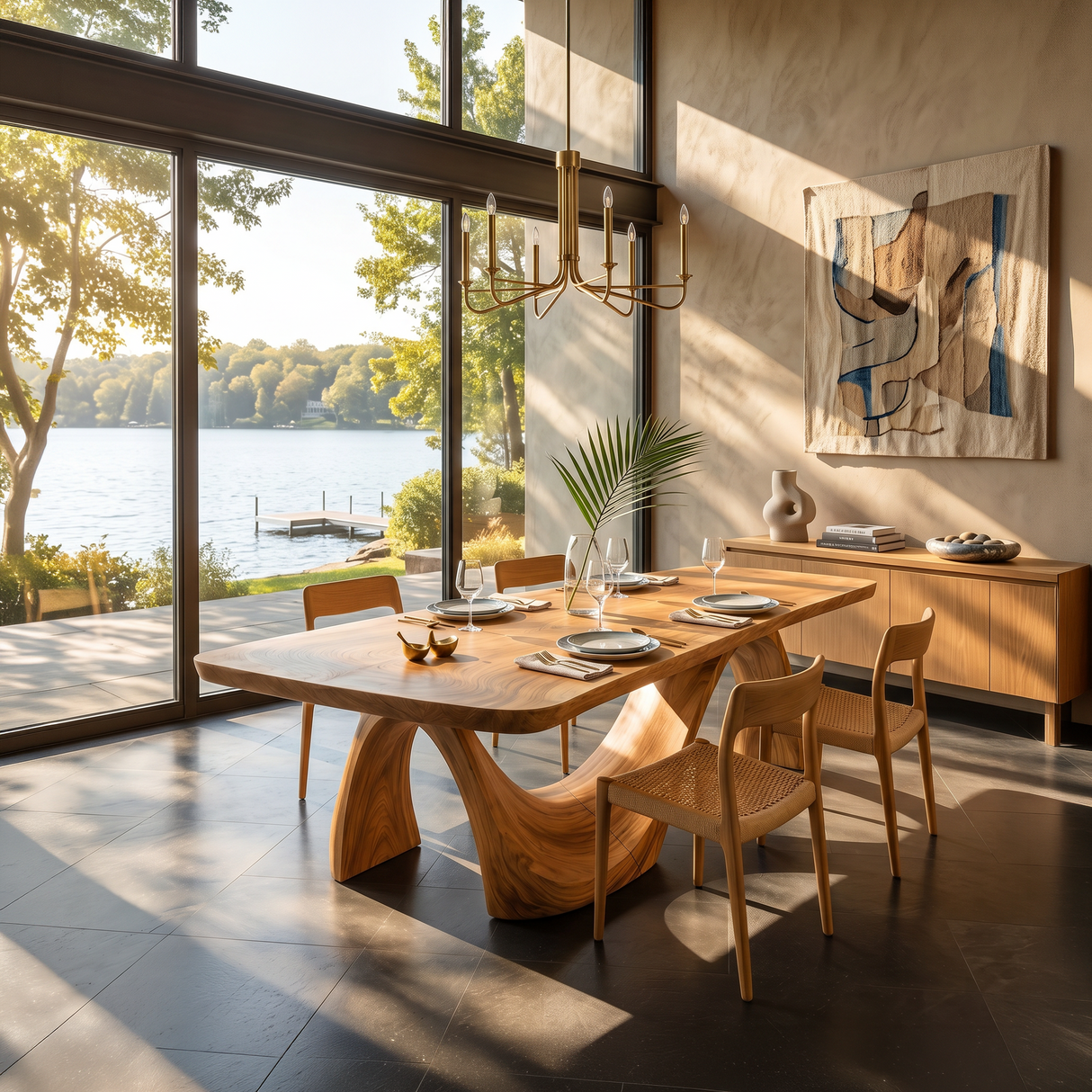 Minimalist Irregular Dining Table For Apartment Dining Area