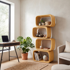 Modern Natural Wood Bookshelf For Home Living Decor