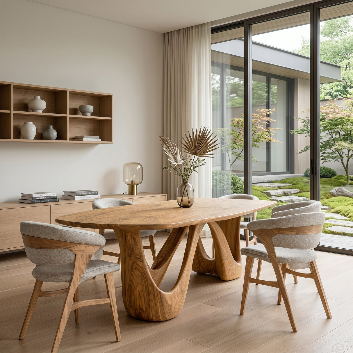 Organic Dining Table With W-shape Base For Dining Room