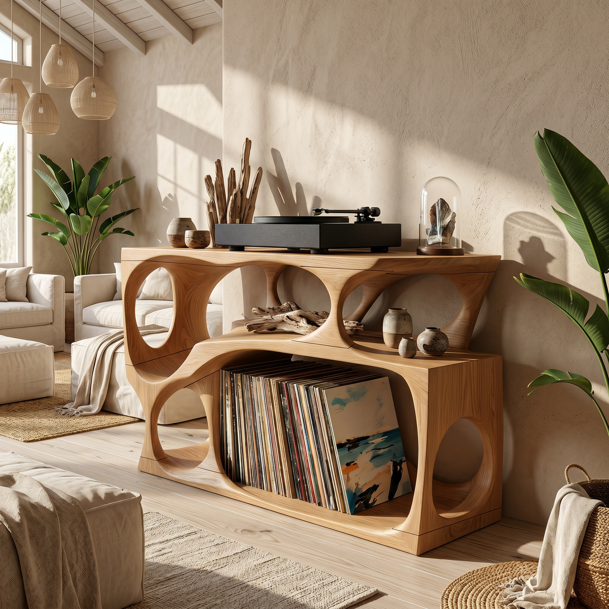 Scandinavian Record Player Cabinet For Living Room Space