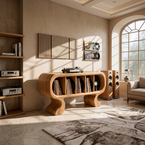 Contemporary Curved Record Player Stand Luxury Suite
