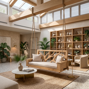Scandinavian Branch Back Swing Sunroom Interior Lounge Space