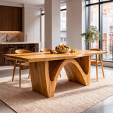 Contemporary Wooden Dining Table With Curved Base For Kitchen
