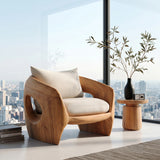 Luxury Sculptural Wooden Armchair For Reading Nook