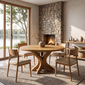 Organic Round Dining Table Sculptural Tree Root Pedestal For Dining Room