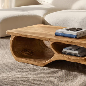 Organic Coffee Table Open Shelf Design For Living Room