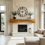 Rustic Fireplace Mantel With Sculptural Carved Design For Home