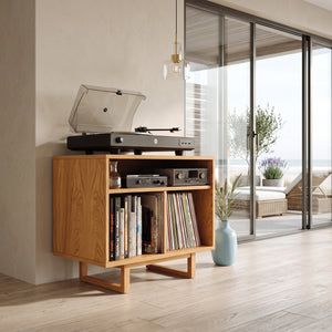 Modern Natural Wood Record Player Cabinet For Living Room Decor