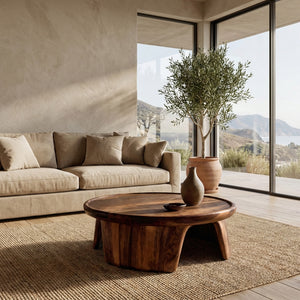 Modern Coffee Table With Three Pedestal Base For Living