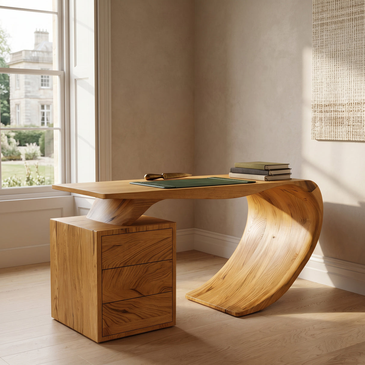 Modern Farmhouse Wood Desk For Home Office Corner