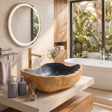 Solid Wood Sink Mid Century Look For Bathroom Interior
