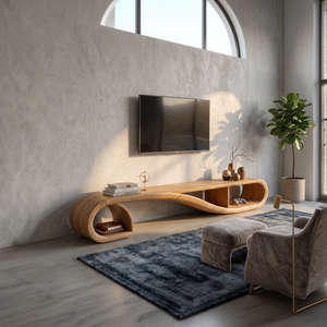 Scandinavian Sculptural TV Console For Resort Interior Space