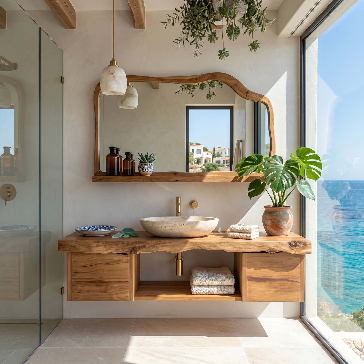 Natural Wood Floating Vanity For Bathroom Upgrade