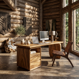Japandi Study Desk With Curved Legs For Zen Office Room
