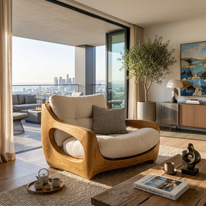 Modern Organic Lounge Seating With Carved Form For Living Room