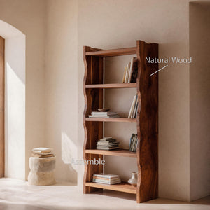 Modern Vertical Bookshelf With Natural Grain Design For Living