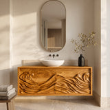 Luxury Ocean Wave Floating Bathroom Vanity For Modern Bathroom