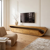 Modern Sculptural TV Console With Drawer For Living Room