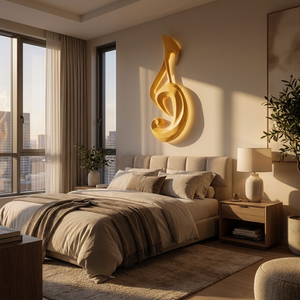 Artistic Wood Wall Art With Carving Musical Notes For Bedroom
