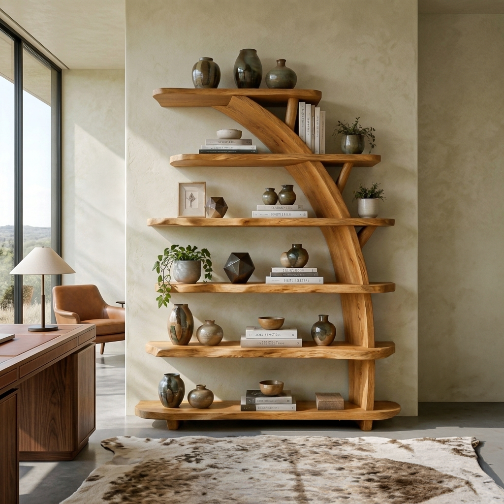 Contemporary Bookshelf Curved Tree For Luxury Home Office