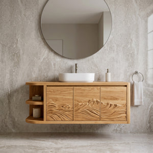 Contemporary Mountain Carved Floating Bathroom Vanity For Bathroom