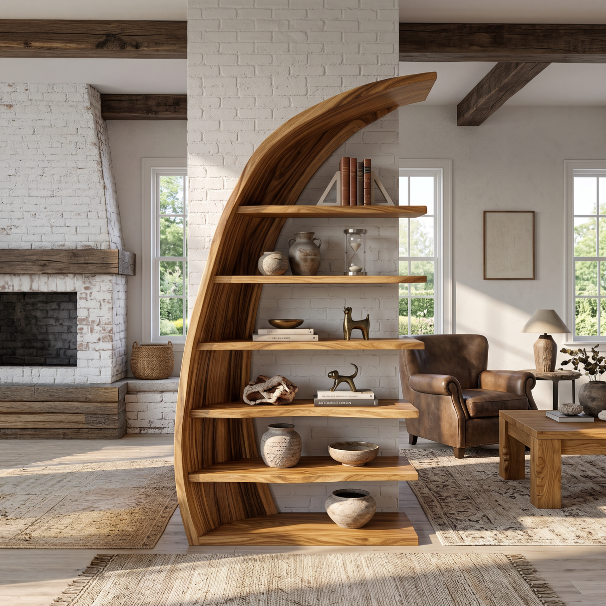 Organic Tree Open Bookshelf For Luxury Living Room