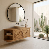 Modern Floating Bathroom Vanity With Relief Carving For Spa Bathroom