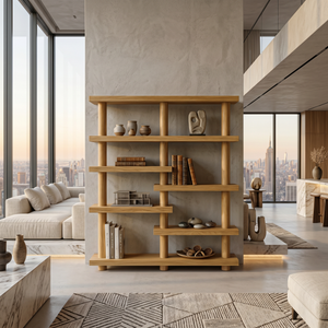 Modern Bookcase Organic Display Shelf For Living Room