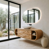 Contemporary Rounded Floating Bathroom Vanity For Modern Bathroom