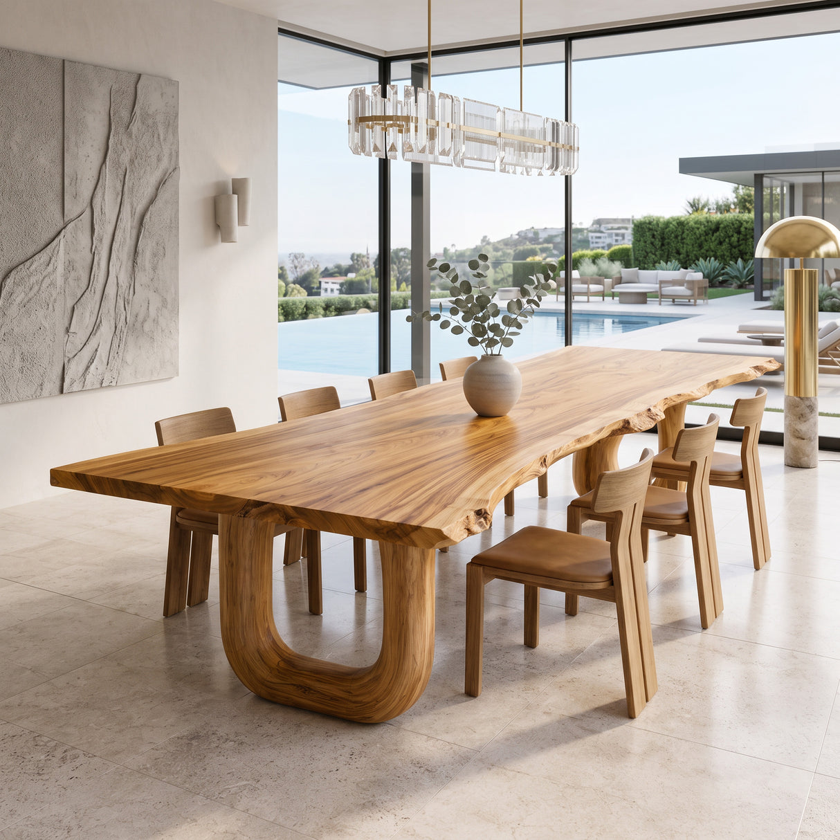 Organic Dining Table With Shape Carved Base For Kitchen