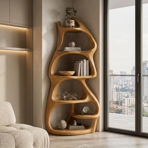 Modern Wooden Freeform Bookcase For Living Room Decor