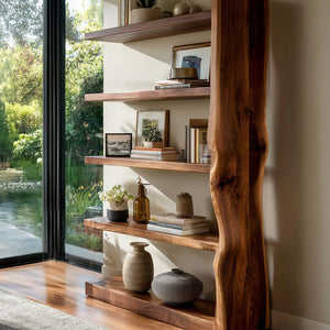 Organic Wooden Standing Shelf For Minimalist Home