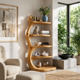 Modern Wooden Bookshelf Biomorphic For Luxury Living Room