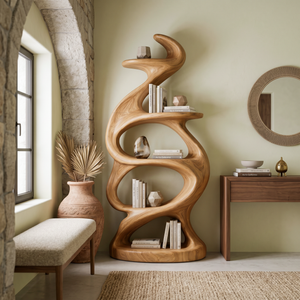 Organic Sculptural Flow Bookcase For Contemporary Home